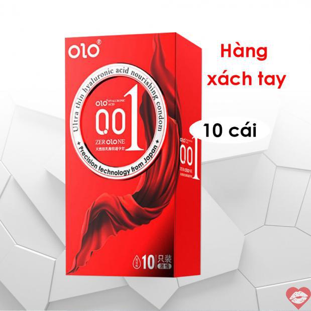 Bao cao su Olo thin 0.01 đỏ Square Red gai nổi siêu mỏng hộp 10c